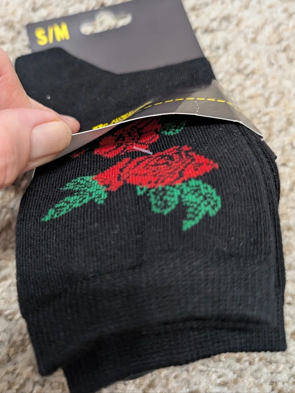 🌹Dr. Martens Black Double Rose Crew Sock Socks - Picture 2 of 5